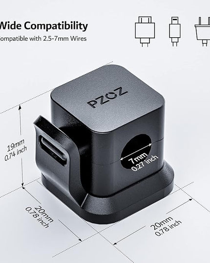 PZOZ 6 Pack Cord Organizer, Adhesive Charger Cable Clips, Wire Holder Keeper Organizer, Charging USB Cable Management for Home Office Desk Phone Car Wall Desktop Nightstand (Black)