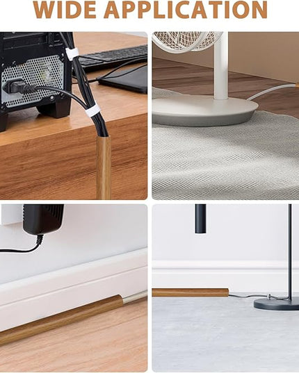 Floor Cord Cover Self Adhesive Cord Hider,10FT Cable Management, Extension Strip Protector for Wires, Prevent Cable Trips for Offices, Gyms, Exhibitions Cavity:0.39"(W) x 0.27"(H) Brown Wood