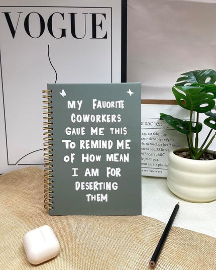 NeatNiche Spiral Notebooks For Work- Hardcover Gold coil-bound Journal Dairy For Women, 5.8"x8.3",Funny Going Away Gifts For Coworkers,Sarcastic Farewell Gifts,Coworker Leaving Gift,New Job Or Birthday Gift (Green)