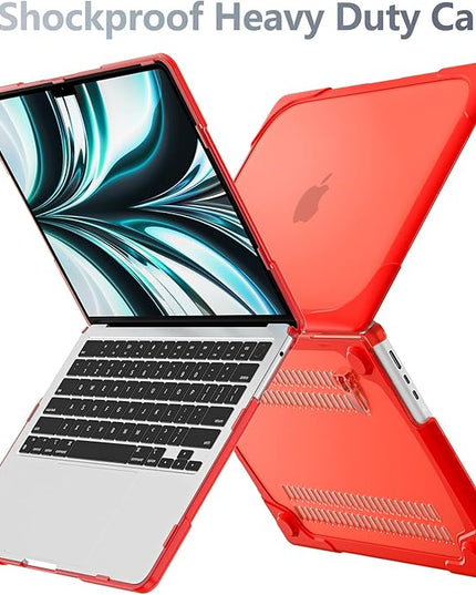 Batianda for New MacBook Air 13.6 inch Case 2025 M4 2024 2022 Release Model A3240 A2681(M2) A3113(M3), Heavy Duty Shockproof Protective Hard Shell with Fold Kickstand & Keyboard Cover, Red