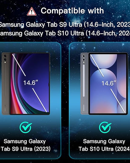 JETech Screen Protector for Samsung Galaxy Tab S10 Ultra/Tab S9 Ultra 14.6-Inch with Easy Installation Frame, Tempered Glass Film, HD Clear, 2-Pack