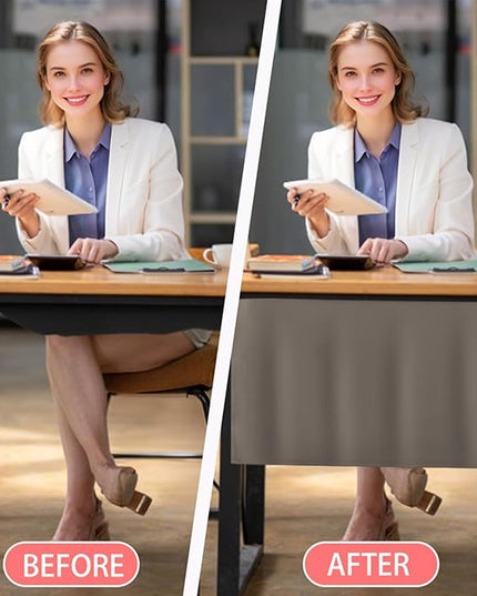 Icegrey 24" Under Desk Privacy Panel with Cable Management Organizer Net Self-Adhesive Modesty Panel for Cord Organizer Pockets and Desk Skirt for Home Office or Standing Workstation, Dark Khaki 2