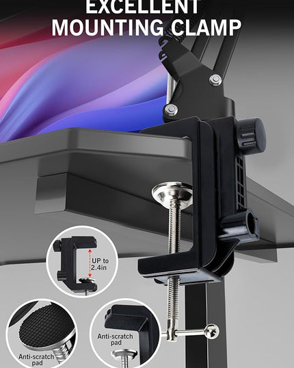For HyperX QuadCast 2 Boom Arm - Mic Arm Compatible with Hyper x QuadCast, Microphone Boom Arm with Cable Ties, Improve Sound Quality, Mic Boom Arm for Hyperx QuadCast by SUNMON