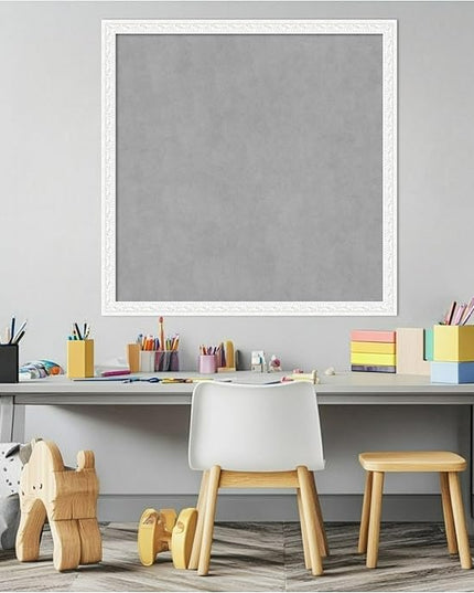 Amanti Art White Framed Magnetic Board 26x26 Medium Vision Board for use with Magnets, 100% Metal Sheet to Display Items as Office Decor or for Home Organization in mudroom, Kitchen or Kids Room