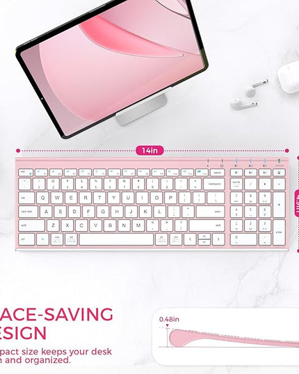iClever BK10 Bluetooth Keyboard, Wireless Rechargeable Ultra-Slim Keyboard with Long Battery Life, Compatible with iOS, Android, Windows, Mac for iPad, Tablet, Laptop, PC, Phone