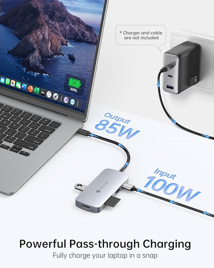 USB C Hub, 9 in 1 USB C Multiport Adapter with 4K@60Hz HDMI, 5 USB Ports, 100W PD, SD/TF USB C Adapter, USB C to HDMI Adapter, USB C Dock for MacBook Pro/Air, HP, DELL, Lenovo, ASUS Laptops NOVOO