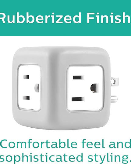Philips 3-Outlet Extender, Surge Protector, Charging Station, Grounded Wall Tap, 3-Prong, Space Saving Design, Gray, SPP3002GR/37
