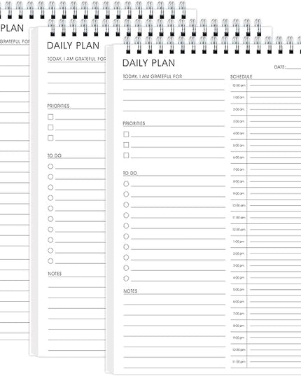 3 Pcs 24 Hour Daily Planner - To Do List for Work & Personal Life, Everyday Productivity Planner, Daily Schedule, 6.5 x 9.8