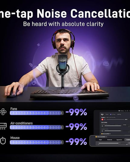MAONO Wireless Gaming Microphone for PC, Condenser USB Mic with Software AI Voice Change,3-Level Noise Cancellation,Custom RGB, for Streaming Recording Podcast PS5 PS4 Twitch YouTube (DM40 Pro-Black)