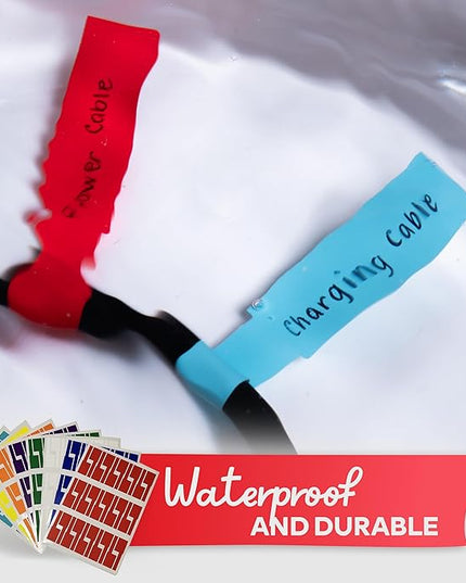 XFasten Cable Labels Tags for Cable Management 240 pcs Waterproof Cord Labels for Electronics 8 Colors Easy to Write On and Smudge-Resistant for Ethernet Cord, Charger, Audio Wires