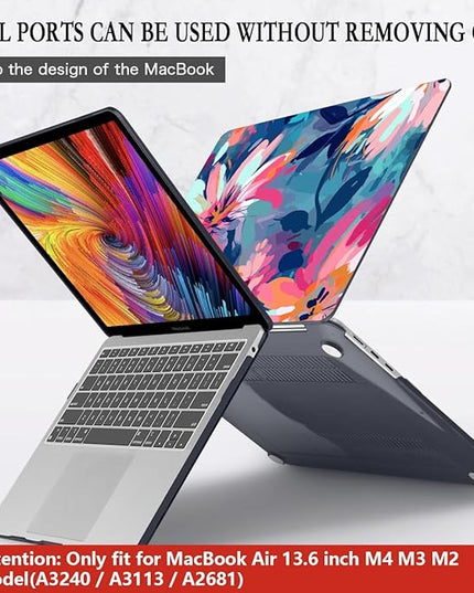 CISSOOK Compatible with MacBook Air 13.6 inch Case 2025 2024 2023 2022 Release M4 M3 M2 Chip A3240 A3113 A2681, Plastic Hard Shell Case &Keyboard Cover& Screen Protector, Muti-Color Painting