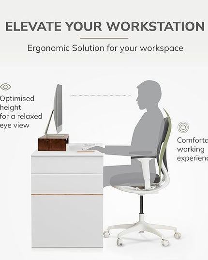 Anji Mountain Wooden Monitor Stand - Elegant Monitor Riser, Perfect Monitor Stand for Desk Organization, Durable Wood Construction monitor stands, Enhances Ergonomics and Workspace Efficiency,Walnut