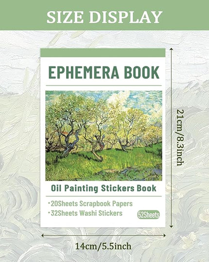 PRSTINCOL Oil Painting Sticker Book, 52 Sheets 500+ Scrapbook Stickers, Vintage Oil Painting Aesthetics Stickers for Adults and Teens, Junk Journal Supplies for Scrapbooking Journaling DIY