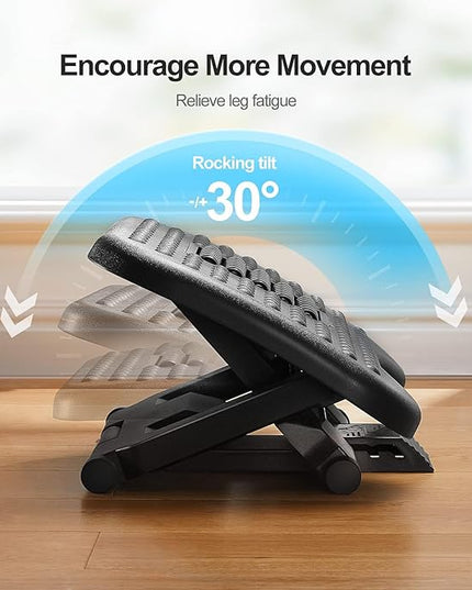HUANUO Foot Rest for Under Desk at Work, Adjustable Footrest with Massage Texture and Roller, Ergonomic Foot Stool with 3 Height Position, 30 Degree Tilt Angle Adjustment for Home, Office