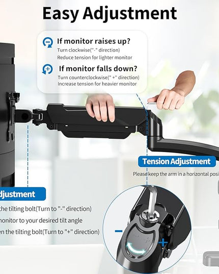 Triple Monitor Mount Fits Max 32" Computer Screen, Holds up to 17.6lbs Each Arm, 3 Monitor Desk Mount, Triple Stand with Tilt Swivel Rotation, VESA Mount 75/100mm