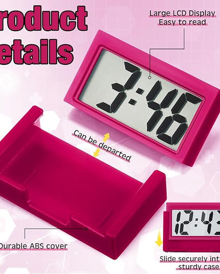 Frienda 3 Pieces Mini Digital Clock Small Digital Clock Stick on Battery Operated Self Adhesive Bracket for Car Dashboard Fridge (Red)