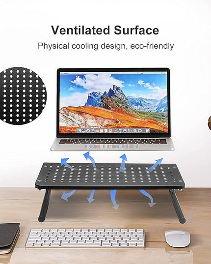 suptek Monitor Stand Riser for Computer,Laptop,Printer, Notebook and All Flat Screen Display with Vented Metal Platform and 4 Inches Height Underneath Storage (MST004)