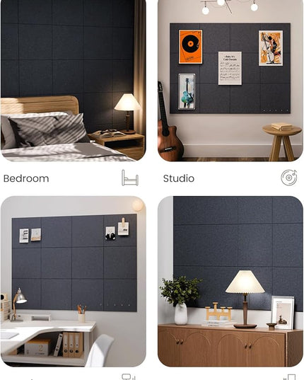 Fluxynara Large Felt Bulletin Board 48" X 36" Cork Board Alternative-12 Pack with 70 Safe Removable Adhesive Tabs, Cork Boards for Walls Cork Board for Home Office Classroom Pin Board -Navy Blue