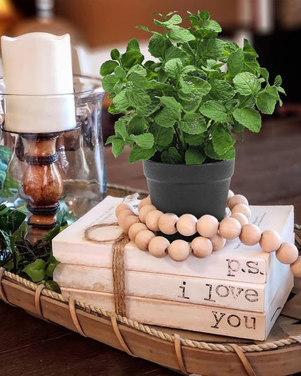 Coferset Small Fake Plants Mint Artificial Potted Plants for Home Office Bathroom Shelf Farmhouse Coffee Table Decor (Green)