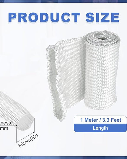 uxcell Insulation Cable Protector,80mm/3.15 Inch-1m/3 Feet High Temp Fiberglass Sleeve White