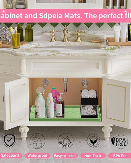 Sdpeia Under Sink Mat 22"×14" Waterproof Silicone Cabinet Liner & Sink Protector for Kitchen & Bathroom, Multi-Purpose Organizers Tray for Pets, Laundry, Cat Litter Mat