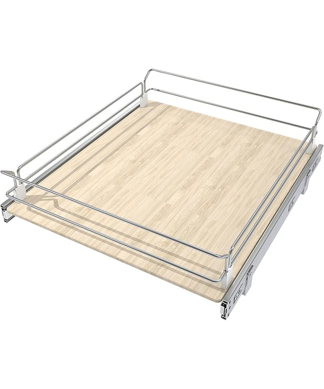 Pull Out Cabinet Organizer 20" W X 22" D, Slide Out Drawers For Kitchen Organizers and Storage, Pull Out Drawers For Cabinets Capacity Heavy Duty Caddy, Cabinet Shelves Wood Chrome, Pantry Storage