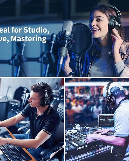 OneOdio A71 Hi-Res Studio Recording Headphones - Wired Over Ear Headphones with SharePort, Monitoring Mixing Foldable Headset with Stereo Sound, 3.5/6.35MM Jack for PC Computer DJ Guitar-Black