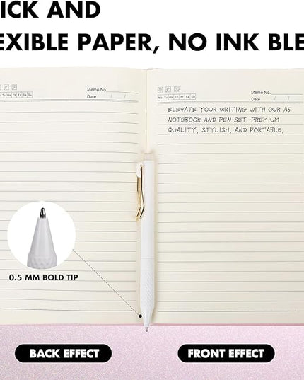 Aodaer 30 Set Lined Notebook Journals with Pens A5 Notebooks 100 GSM College Ruled Hardcover Notebook PU Leather Notepad with Pen Holder for Office School, 5.7 x 8.3 Inches, Pink