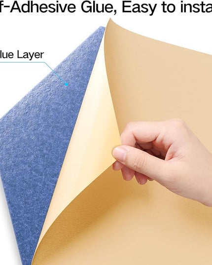 12 Pack Self-Adhesive Acoustic Panels 12" X 10" X 0.4" - Sound Proof Foam Panels with High Density, Y-Lined Design, Flame Resistant, Absorb Noise and Eliminate Echoes(Steel Blue)