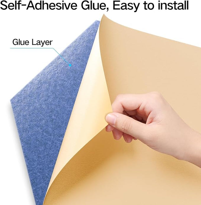 12 Pack Self-adhesive Acoustic Panels 12" X 10" X 0.4" - Sound Proof Foam Panels with High Density, Stylish Hexagonal Design, Flame Resistant, Absorb Noise and Eliminate Echoes(Steel Blue)