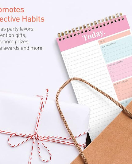 Sweetzer & Orange Daily & Weekly To Do List Notepad – Undated Work Planner & Organizer with Wish List Section, 52-Sheet Coiled Task Pad for Productivity – PINK To Do List Notebook for Work