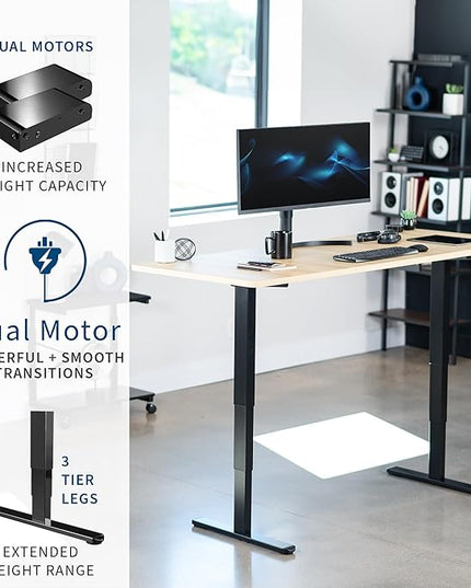 VIVO Electric 71 x 30 in Dual Motor Sit Stand Desk, Memory Height Adjustment, 2B Series, Light Wood Top Black Frame, DESK-KIT-2B7C