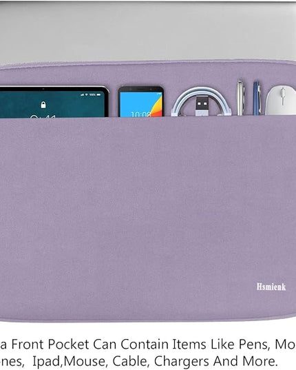 15.6 inch Laptop Sleeve Case, Shockproof Protective Notebook Case with Accessory Pocket, Briefcase Carrying Laptop Sleeve for 15.6" HP, ASUS, Dell, Lenovo, Acer -Lilac Colour