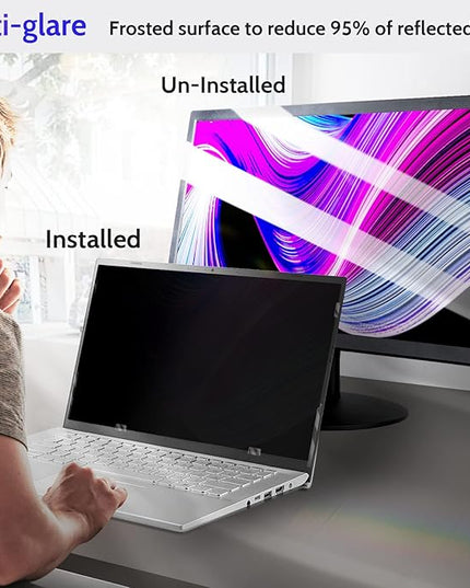 Peslv 14 Inch Laptop Privacy Screen for 16:9 Computer Monitor, Anti Glare Blue Light Filter Protector, Removable 14inch Security Shield Compatible With Lenovo Hp Dell Acer Asus Thinkpad Envy Xps