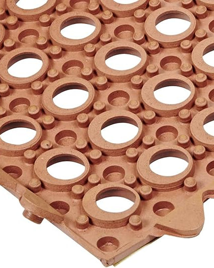 NoTrax 3' x 3' Light-Duty Rubber Drainage Mat, Customizable Modular Interlocking Design with Ergonomic Support, Anti-Fatigue, Non-Slip Surface, Red, 501S0033RD