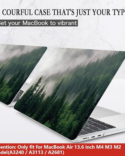 CISSOOK Compatible with MacBook Air 13.6 inch Case A3240 A3113 A2681 2025 2024 2022 Release, Forest Hard Shell Case with Keyboard Cover Type C to USB Transfer for MacBook Air 13.6 M2 M3 M4, Forest