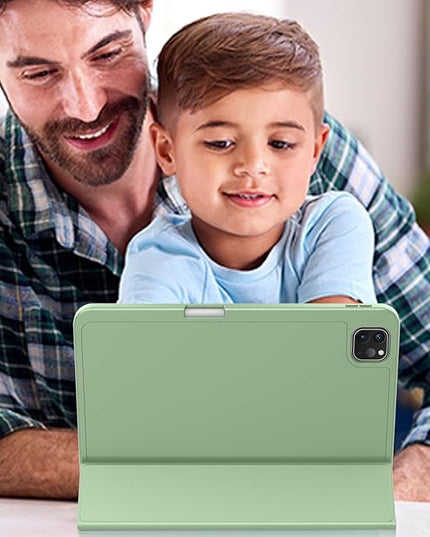 ZryXal iPad Pro 11 Inch Case (M5) 2025/ (M4) 2024 (Model: A2836/A2837/A3006), Trifold Stand Smart Cover with Pencil Holder and Soft TPU Back, Auto Wake/Sleep (Matcha Green)