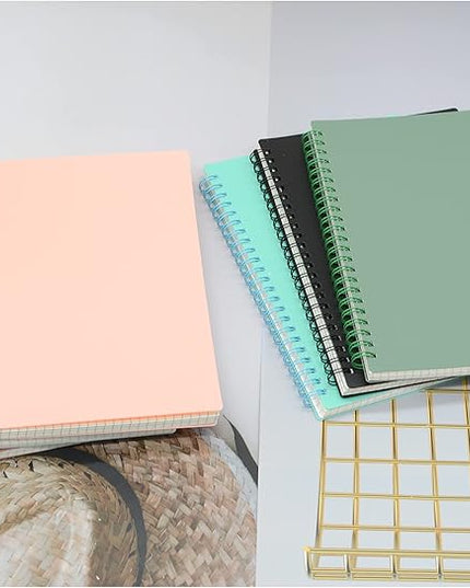 Yansanido Spiral Notebook, 6 Pcs A5 Thick Plastic Hardcover Graph Paper 6 Color 80 Sheets -160 Pages Journals for Study and Notes (6 colors, A5 5.7" x 8.3"-Grid)