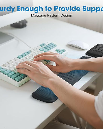 MEKASS Ergonomic Wrist Rest for Keyboard and Mouse, Soft Memory Foam Keyboard Wrist Rest Set with Non-Slip Silicone Base, Easy Typing, Pain Relief, Comfort for Office, Work, Gaming (Classic Black)