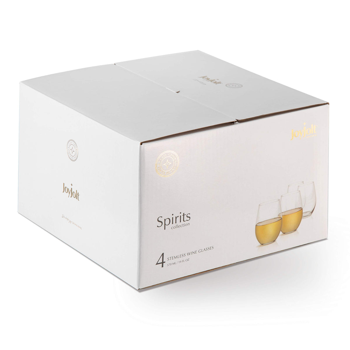 JoyJolt Stemless Wine Glasses Set of 4 – 19 oz Clear Glass Tumblers for Red & White Wine, Cocktails, Dishwasher Safe, Perfect for Home Bar, Gifts