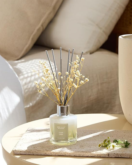 Airkeep Reed Diffuser Set,3.38 fl oz (100 ml) - Clean Linen Oil Diffusers with 8 Reed Sticks,Home Fragrance Reed Diffuser for Bathroom Shelf Decor