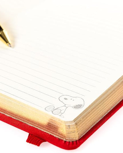 Snoopy Lined Journal Plus Pen by Graphique Luxe Collection, Hardcover Diary Notebook for Writing, Gold Foil Embossing, 160 Pages, 6” x 8”