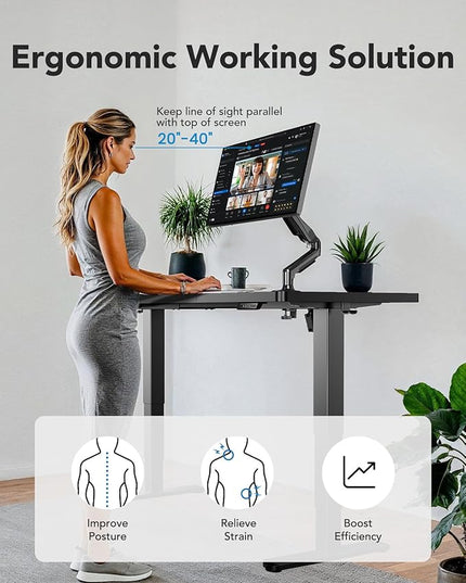 HUANUO 71x35 Inch 3-Stage Legs Electric Standing Desk, Large Height Adjustable Office Desk with Brushless Motor, Stand Up Desk with 4 Memory Presets & 2 Hooks, Computer Desk for Home Office, Black