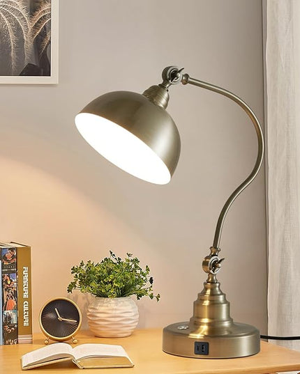 Vintage Desk Lamp Decorative Table Lamp for Home Office Living Room Bedroom Desk Light, Rustic Industrial Farmhouse Antique Library Study Desk Lamp E26 LED Bulb Included