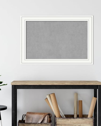 Amanti Art White Framed Magnetic Board 25x37 Large Vision Board for use with Magnets, 100% Metal Sheet to Display Items as Office Decor or for Home Organization in mudroom, Kitchen or Kids Room