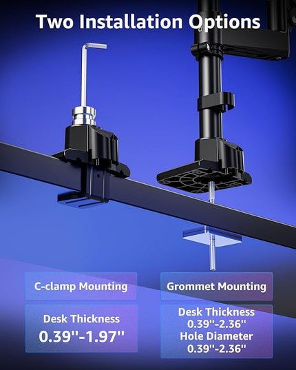 MOUNTUP Dual Monitor Stand Fits 49 45 42 40 39 34 32 Inch Screens, Heavy Duty Dual Monitor Arm Holds 4.4-44 lbs, Vertical Stacked Monitors Mount, Full Motion, Height Adjustable, VESA Mount