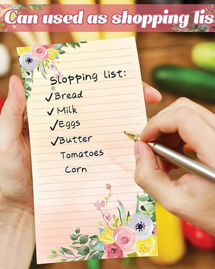 Perthlin 2 Pack 500 Sheets Floral Sticky Notes Cute Flower Note Pads Decorative Memo Pads to Do List Notepad 4.5 x 8 Inch Shopping Grocery List Notepads for Weekly Plan Home Office Supplies