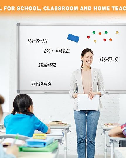 H-Qprobd 5' x 4' Dry Erase Board for Wall 60" x 48" (2 Pack) Magnetic Presentation Whiteboard with Long Pen Tray, Wall-Mounted White Boards Large Whiteboard Including 8 Markers, 16 Magnets, 2 Erasers