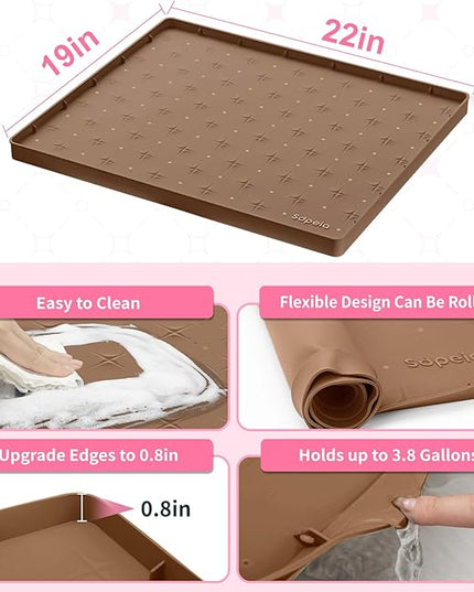 Sdpeia Under Sink Mat 22"×19" Waterproof Silicone Cabinet Liner & Sink Protector for Kitchen & Bathroom, Multi-Purpose Organizers Tray for Pets, Laundry, Cat Litter Mat