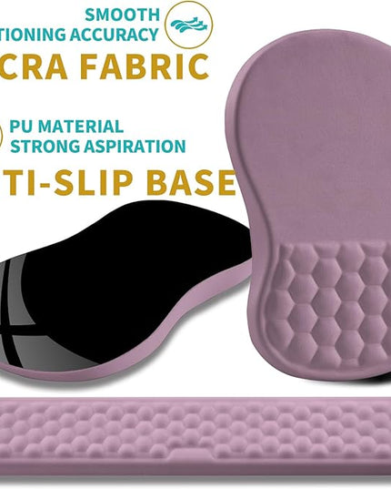 Hokafenle 2 in 1 Ergonomic Mouse Pad Wrist Support & Wrist Rest for Computer Keyboard Set, with Relieve Carpal Tunnel Pain Massage Bulge and Full Memory Gel Design (2In1 Set, Purple)